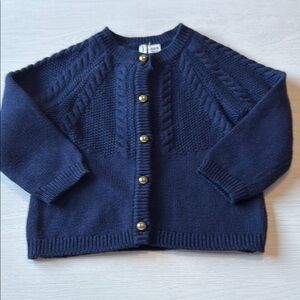 Janie and Jack Navy Knit gold button down Sweater. Size 12-18 mo